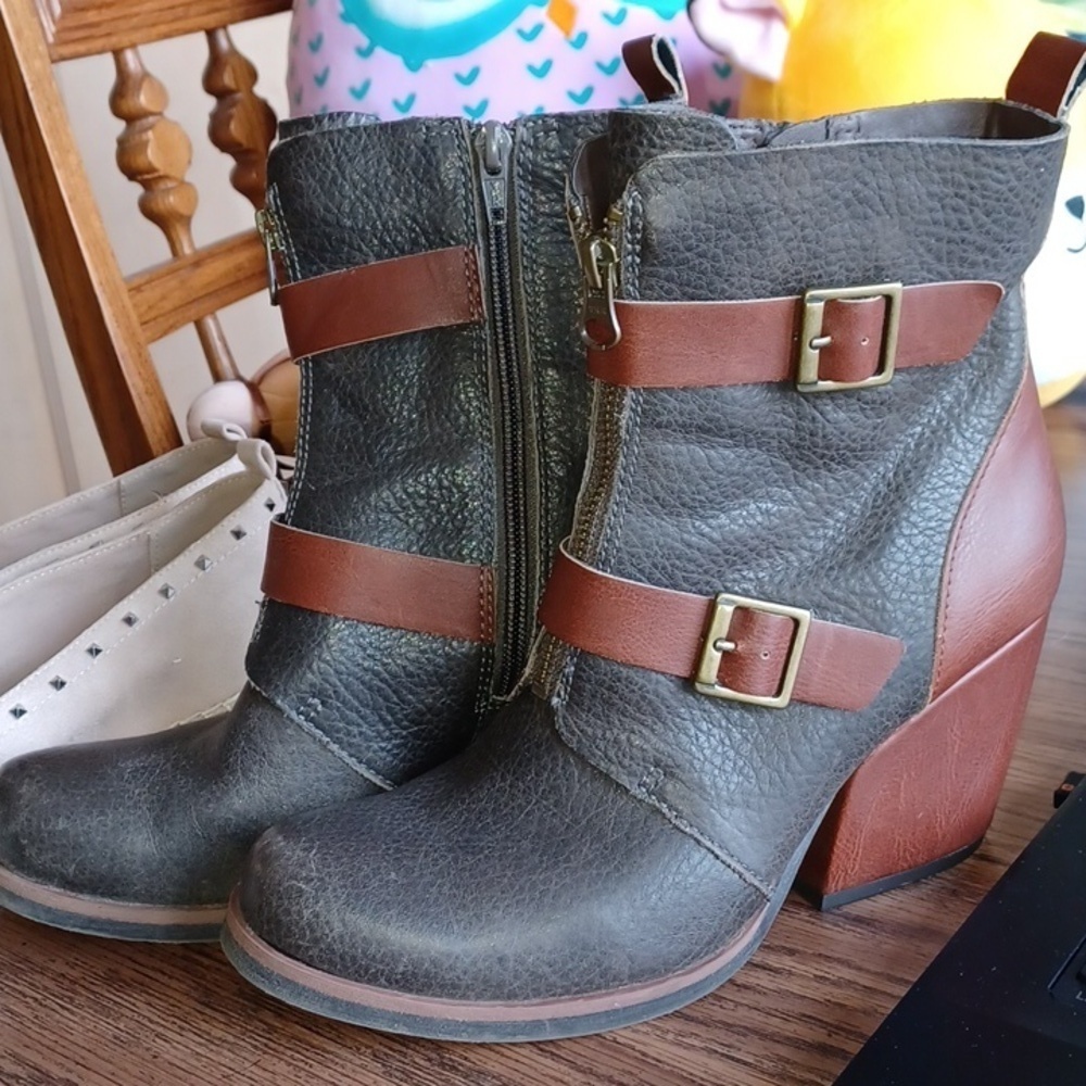Kork Ease | Genuine Leather Brown Bootie, Y2K, side zip